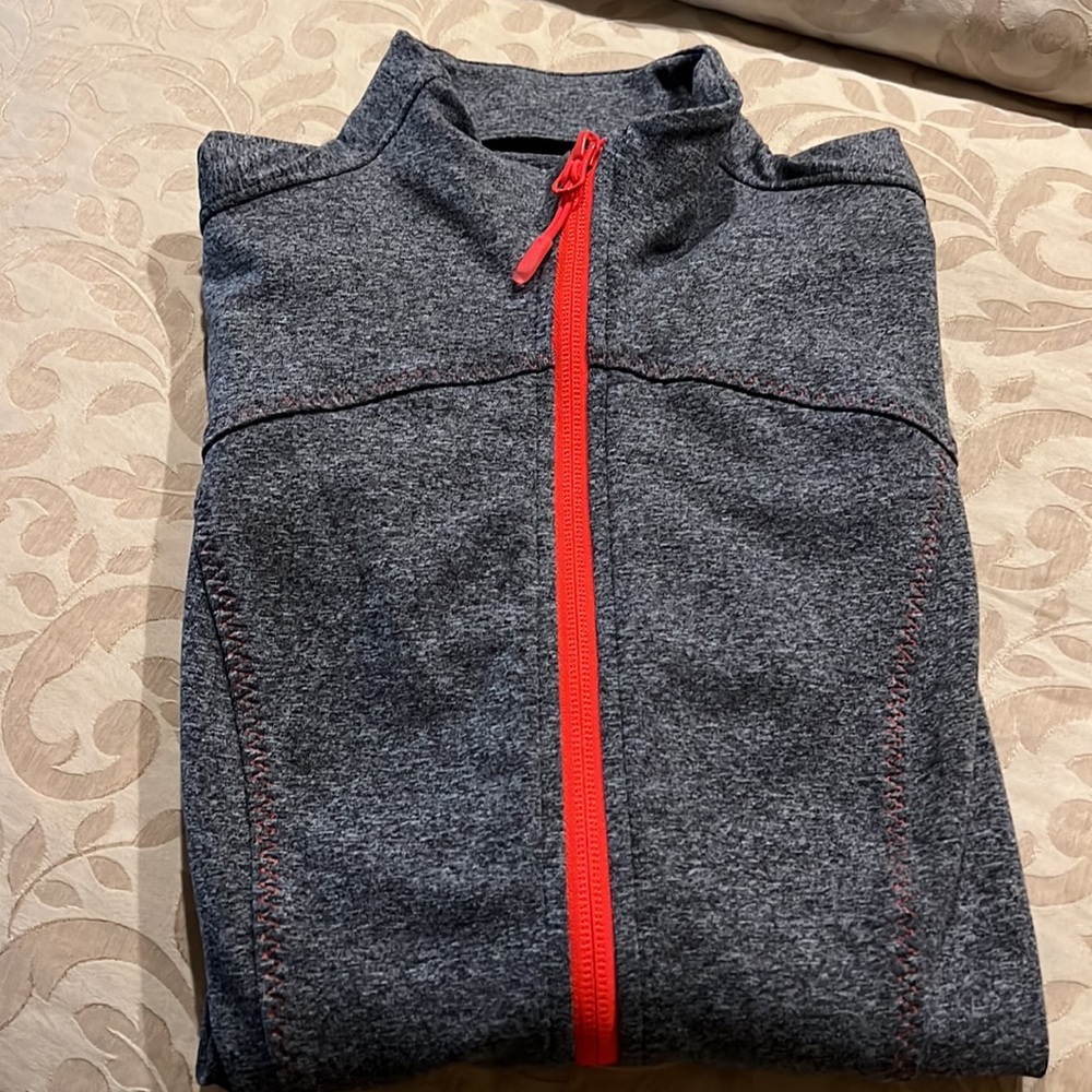 Gray North Face Jacket with Bright Coral Trim Size XS